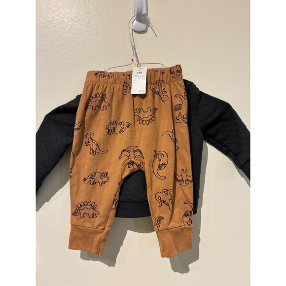 NWT Cat & Jack Gray & Brown Dinosaur Sweat Outfit - 6-9M - Picture 2 of 3